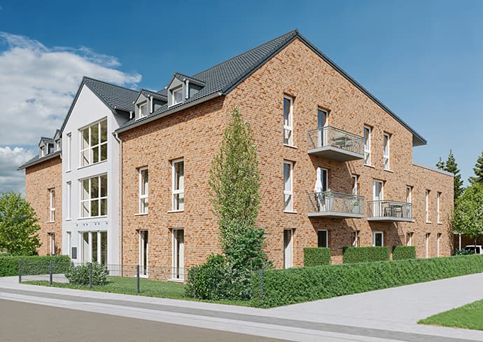 Visualisierung: Neubau mit 18 Wohnungen, Lüneburger Straße 15 in Munster, Außenansicht von der Straße